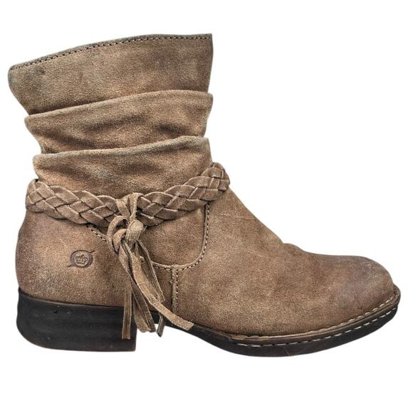 Born Women’s Ouvea Brown Distressed Suede Side Zip Ankle Boot Size US 7 - Picture 1 of 10